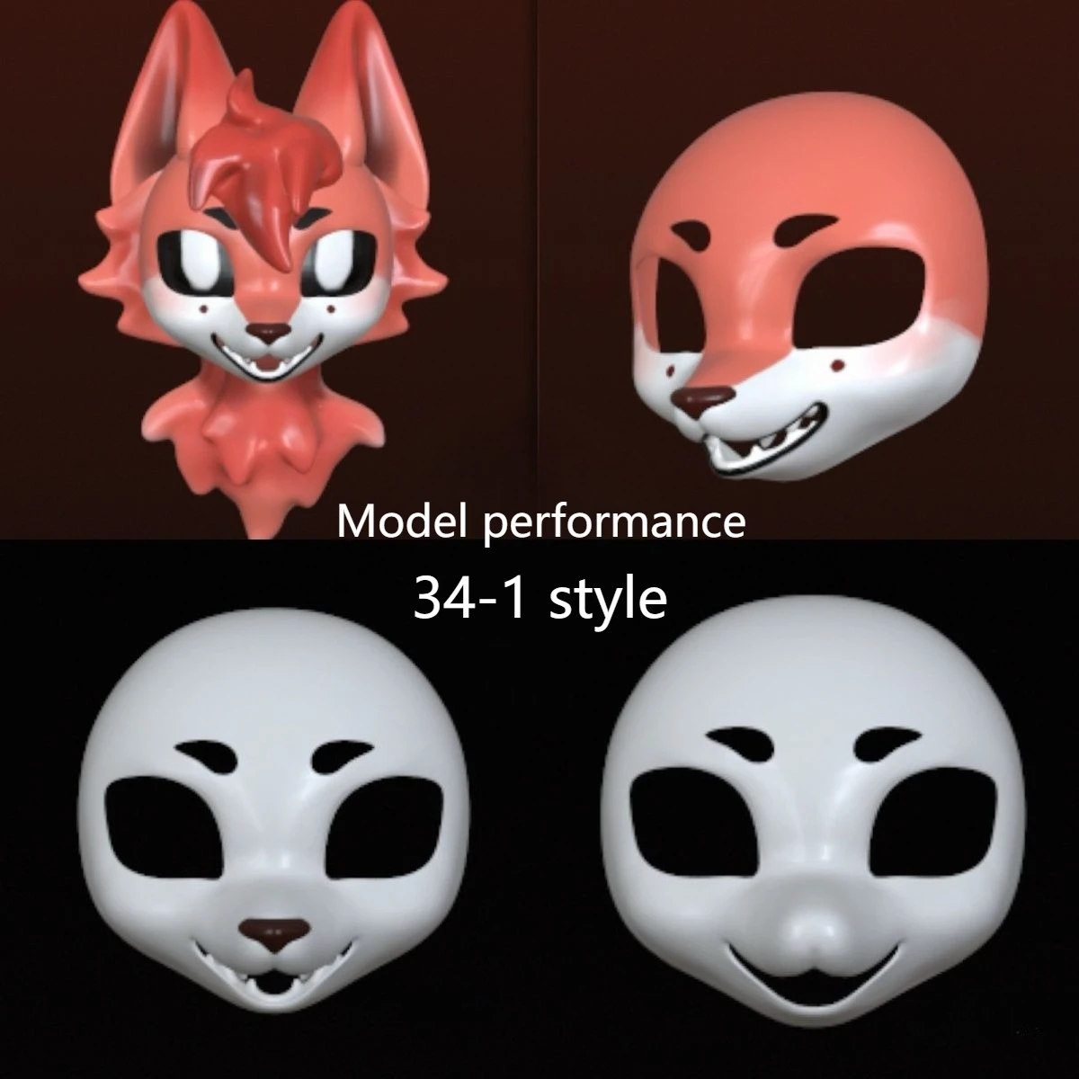 Kigurumi Original PLA3d Print Japanese Animal Suit Skull Cute Handsome Fury Medium Long Kiss Skull Beast Accessories and Props