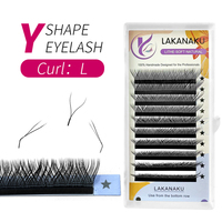 LAKANAKU YY L Curl Volume Lashes Y Eyelashes Extensions Cilia and Brazilian Volume Cashmere Mink Eyelash Extensions Cilios YY