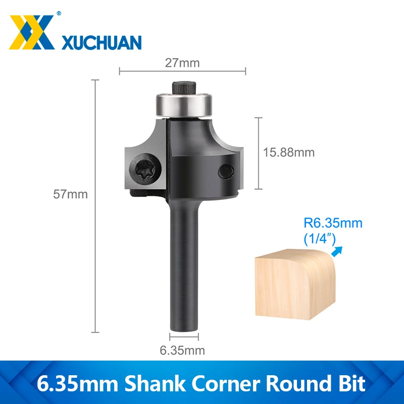 XUCHUAN 1/4 Shank Corner Round Over Router Bit CNC Spoilboard Surfacing Route Bit Wood Planer Bit for MDF Plywood