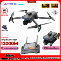 AE30 Ultra GPS Drone 4K Profesional HD Camera 3-Axis Gimbal Brushles Airdrop RC Quadcopter 5.5inch Screen Control Fishing Drones