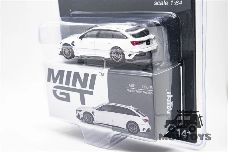 MINI GT Mijo Exclusives 1:64 ABT RS6-R Glacier White Metallic LHD Diecast Model Car