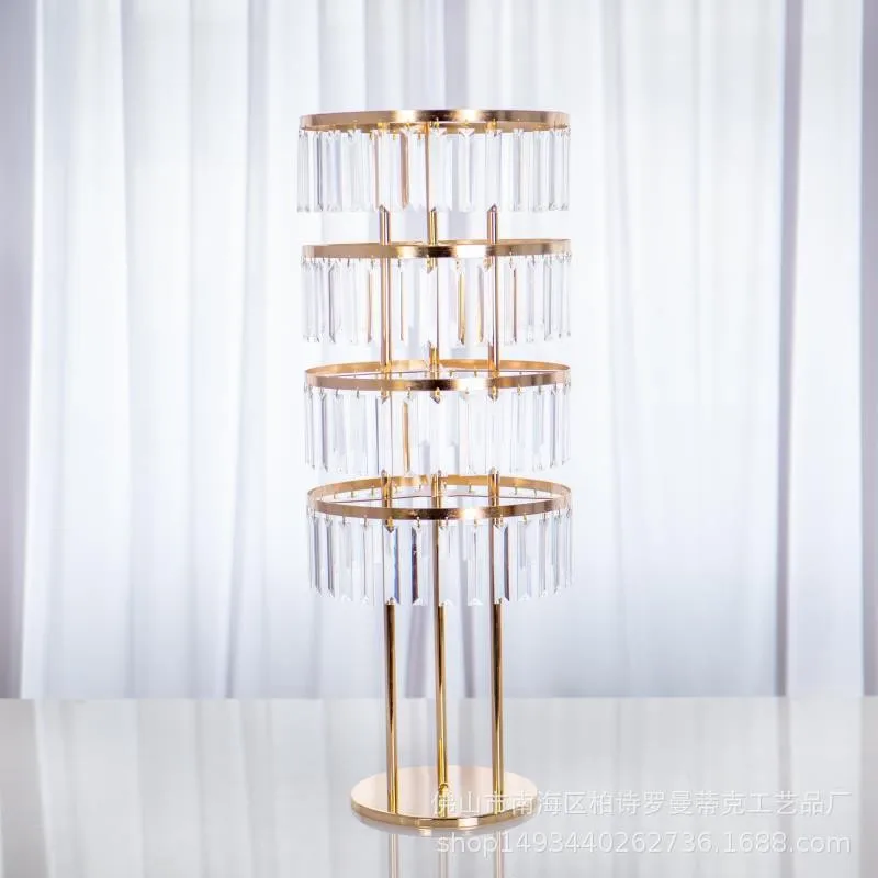 Wedding multi-layer crystal ice bar rack geometric road guide wedding banquet hall window hotel main table flower stand decorati