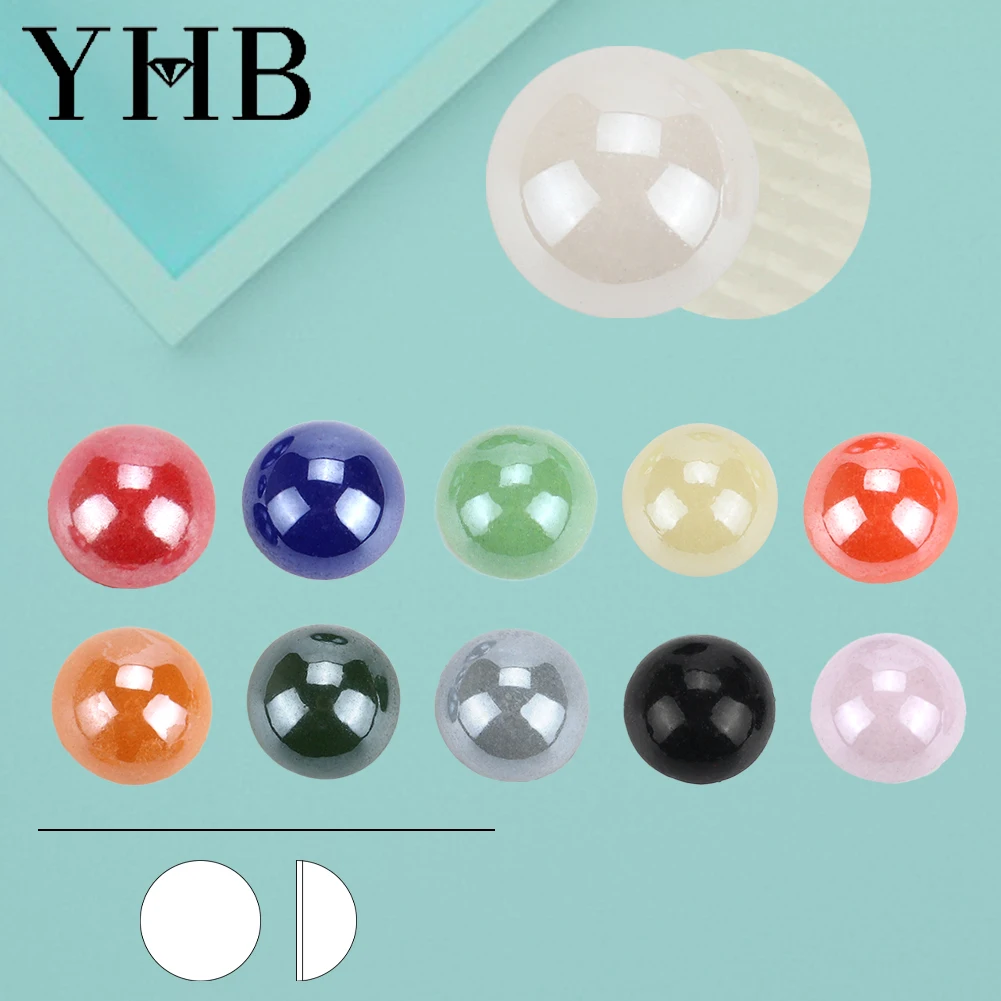 YHB 2mm-7mm High Quality Hotfix Half Round Crystal Imitation Flatback Pearl Beads Pearls for Crafts DIY Decoration Nail Art