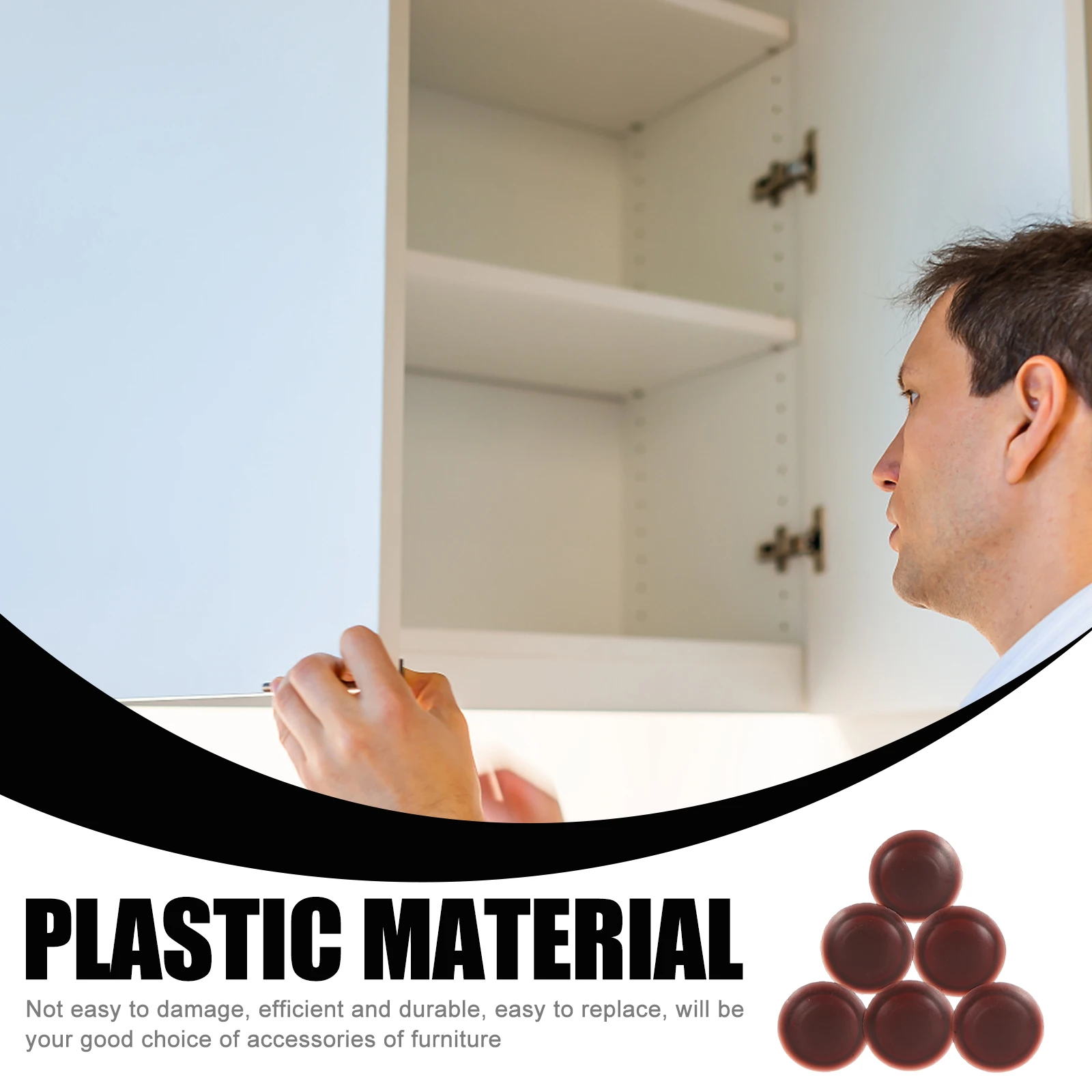 

100 Pcs Kitchen Cabinet Hole Cover Decoration Decorative Button Caps for niture Brown