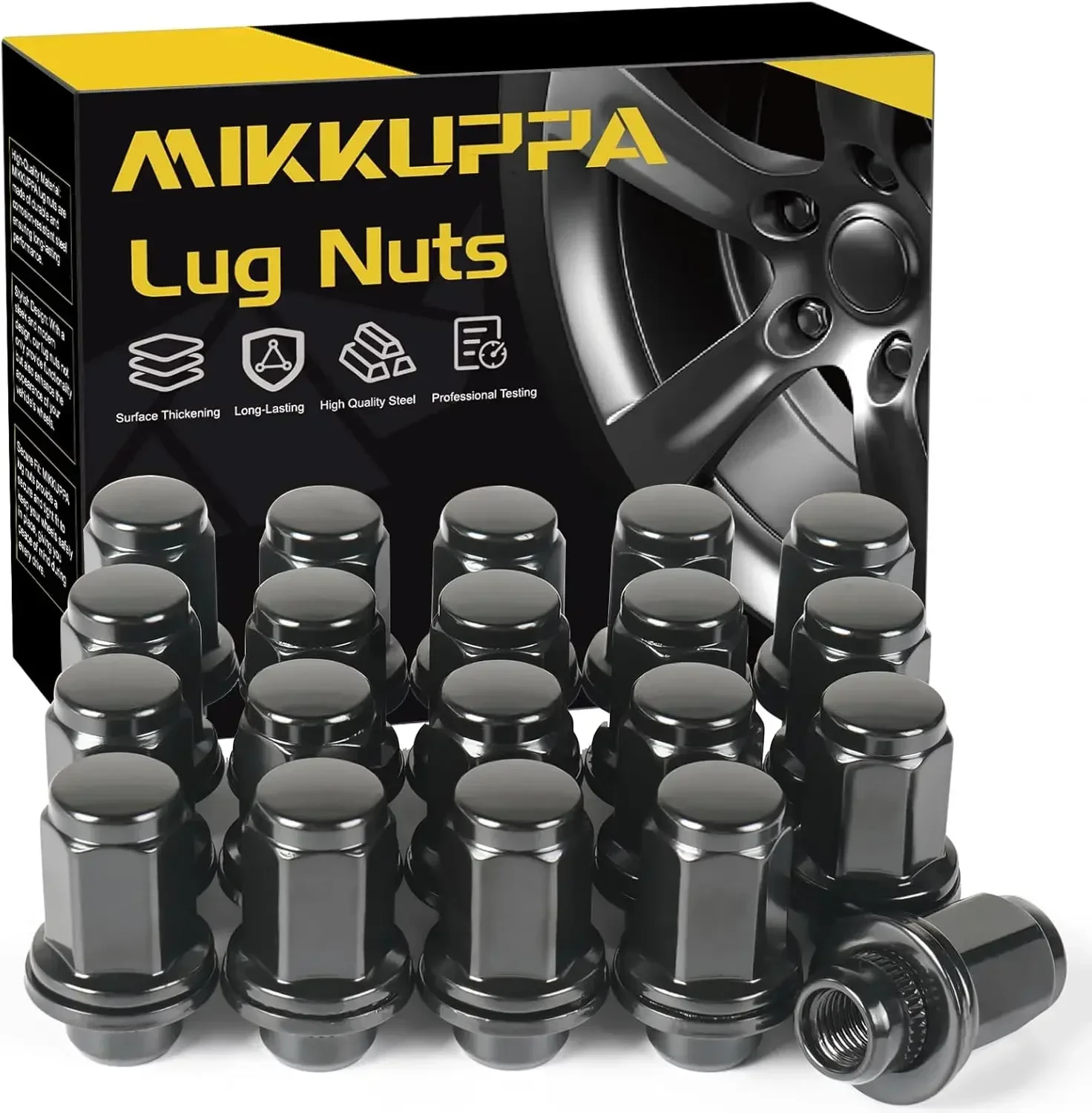 

MIKKUPPA 20pcs M12X1.5 Mag Lug Nuts - 1.87" (47mm) Height 13/16" Hex Black Lug Nuts Replacement for 1983-2022 Toyota Camry, 1994