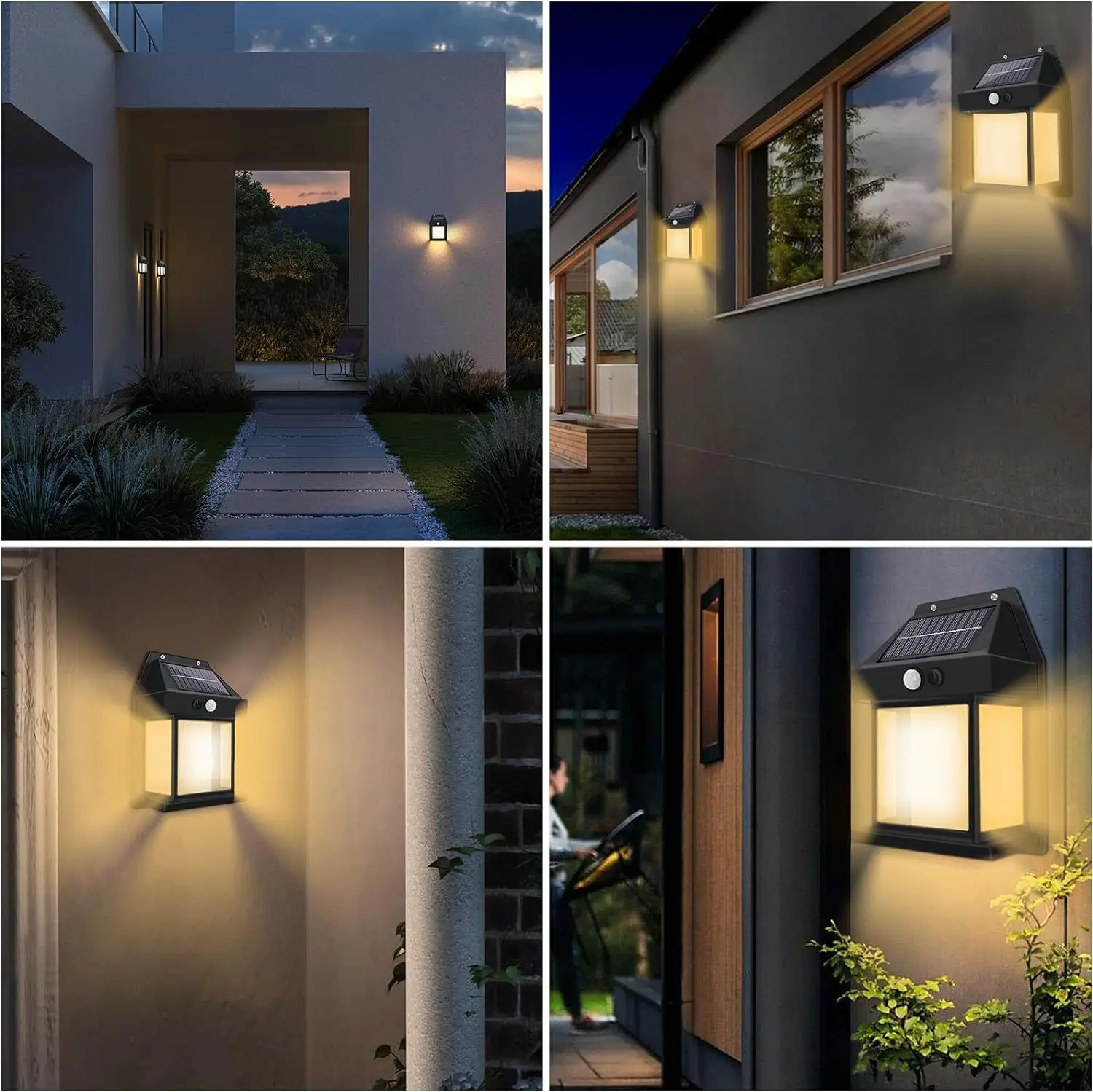 Applique murale solaire extérieure en tungstène, capteur de mouvement en forme de maison, étanche IP65, lampe de jardin à énergie solaire, 3 Modes d'éclairage