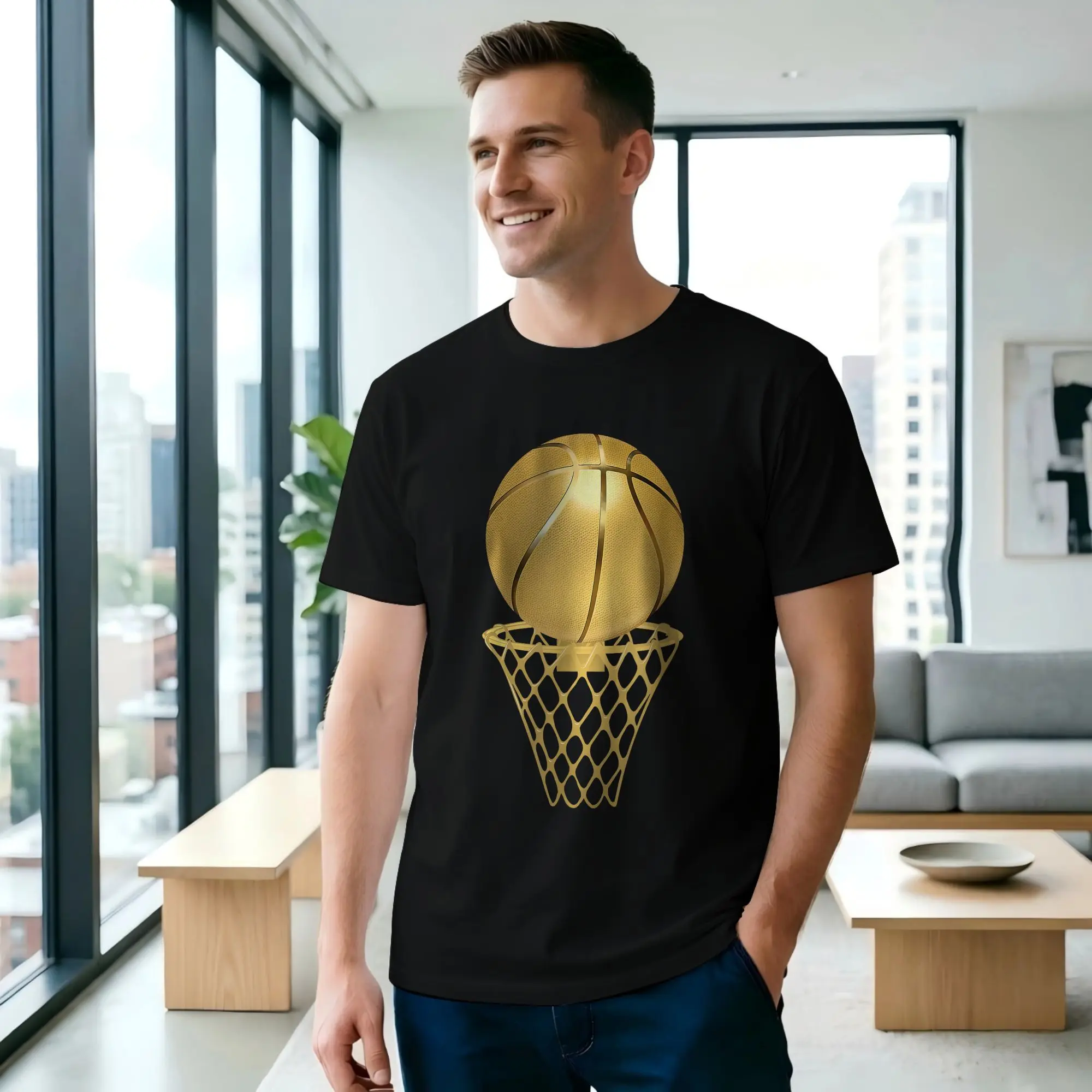 Basketball Player Trophy Game Coach Sports Men T Shirts Basketball Crazy Tees Short Sleeve Round Neck Cotton Printing Clothing