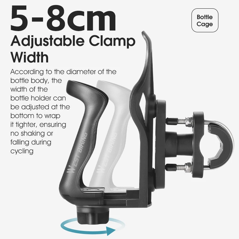 WEST BIKING Motorcycle Water Bottle Holder Universal Bicycle bottle Cage Mount Adjustable Motorcycle Handlebar Bottle Bracket