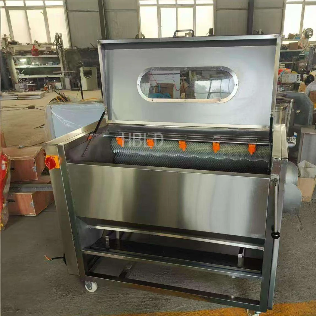 Automatic Root Vegetable Washer Peeler, 1000KG/H Output Potato Cleaner for Large Food Processing Factory Workshop