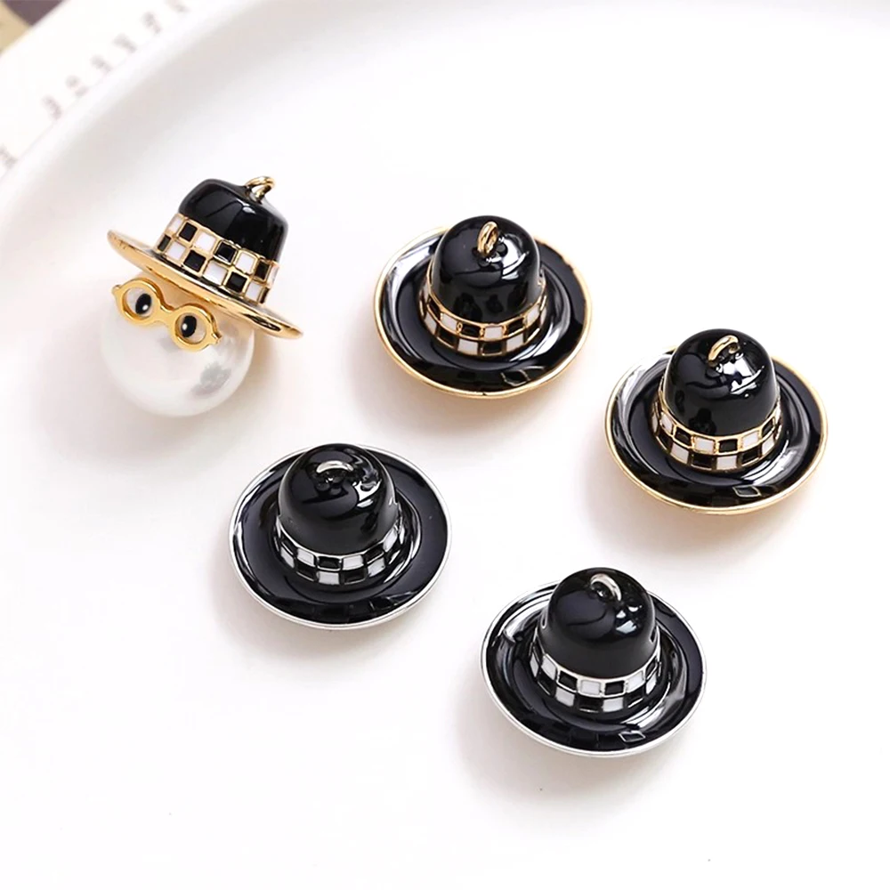 1 Piece 13*20mm Copper Plated Real Gold Gentleman's Hat Pendant DIY Fashion Jewelry Making Baroque Doll Pin Accessory Materials