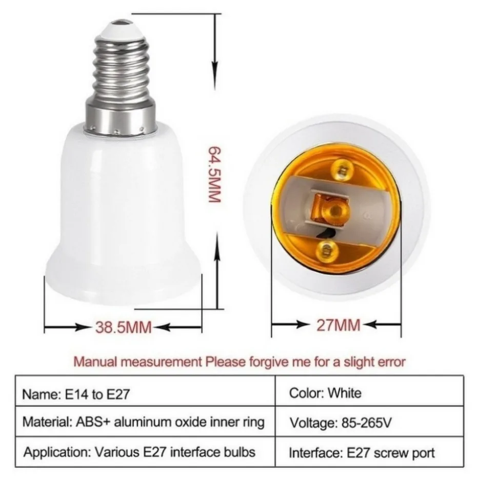 Uookzz ตัวแปลงอะแดปเตอร์หลอดไฟทำจากวัสดุทนไฟเบ้าแปลงอะแดปเตอร์หลอดไฟจาก E14เป็น E27