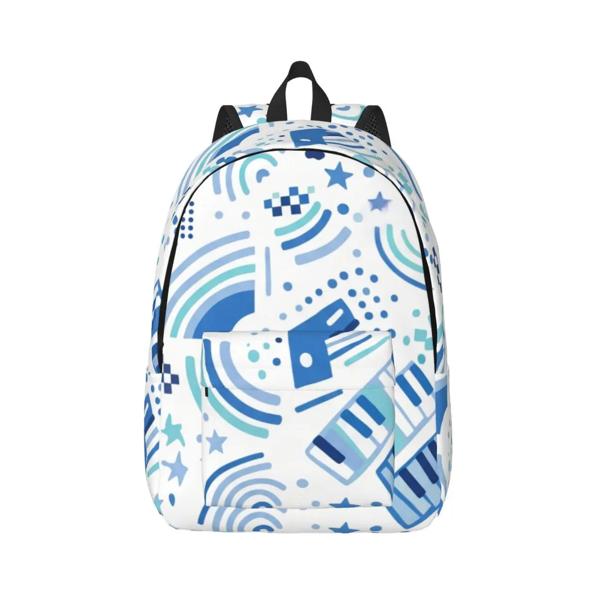 Print School Backpack Diagonal Music Note Piano Key Geometry Equalizer Street Graphic Blac Concert Bookbag for Teens College Gym