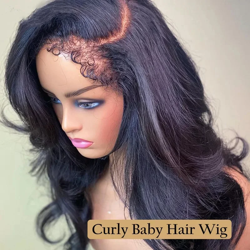 Body Wave 13x6 Wig rambut manusia renda depan untuk wanita warna hitam Wig Virgin Wig penutupan renda tenun 250% rambut bayi ikal