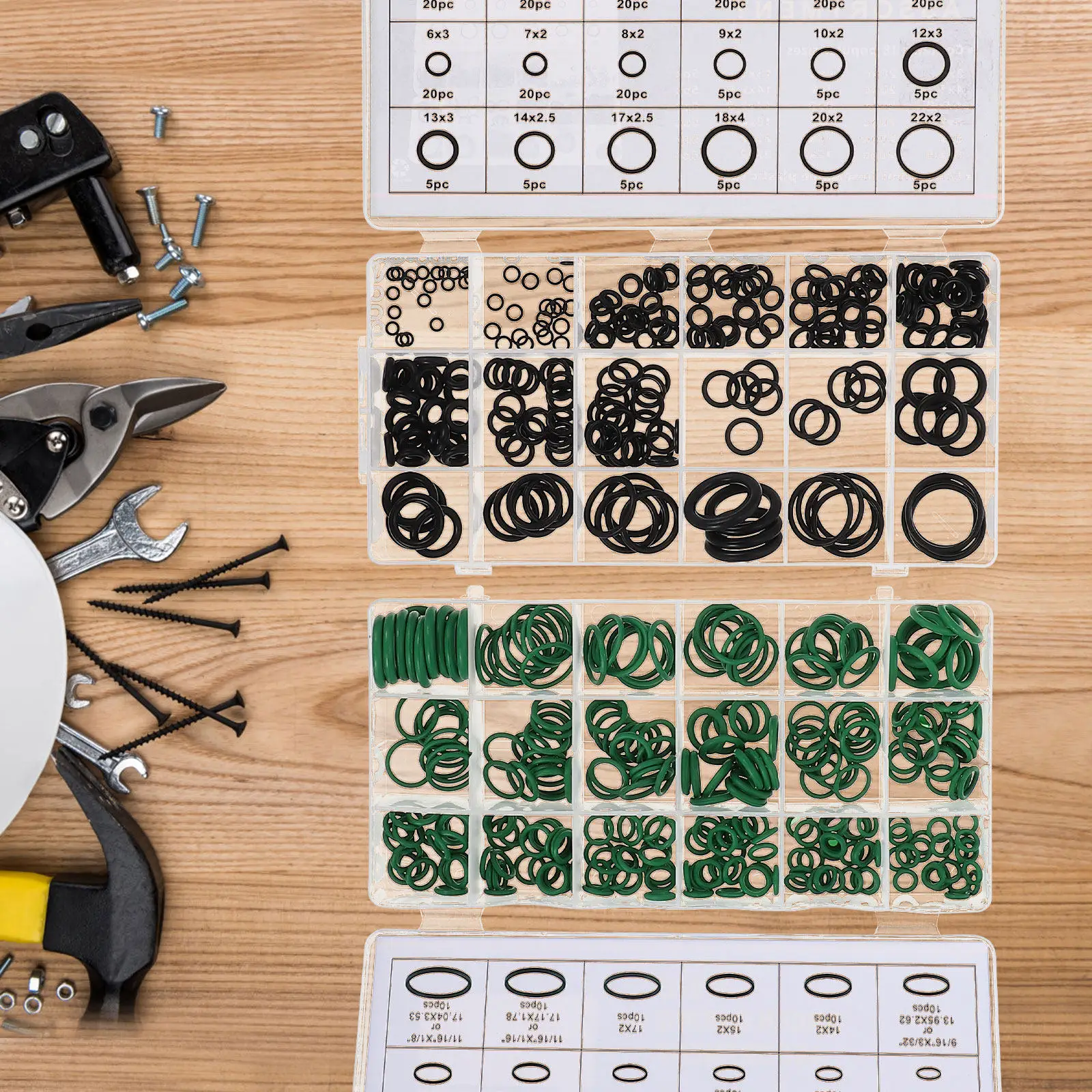495Pcs Compressor Seal O Rings Premium Rubber Car Air Conditioner Repair Sealing Kit Assortment for Oil Gas Water