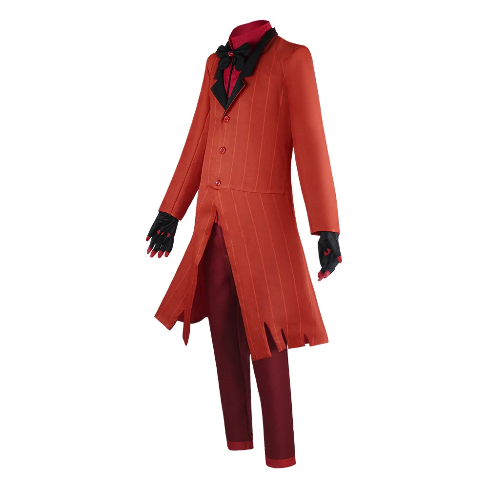 Alastor Hazbin Cosplay Costume Hotel Radio Demon Cosplay Red Jacket Shirt Pants Gloves Tie Uniform Halloween Full