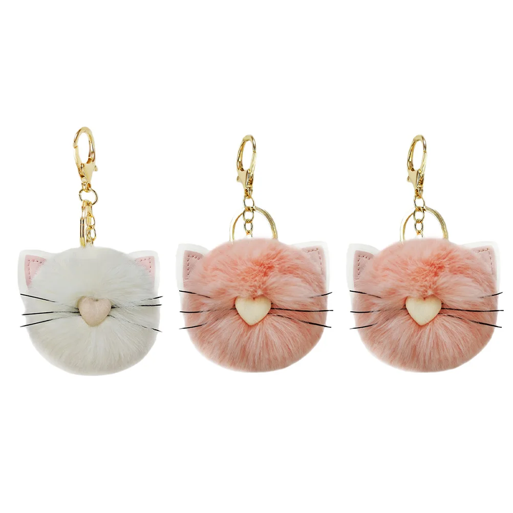 

Cartoon Cat Keychains Wool Ball Pendant Bag Decor naments Lovely Key Pendants Climbing Accessories Gifts Kids Toys Anti Falling