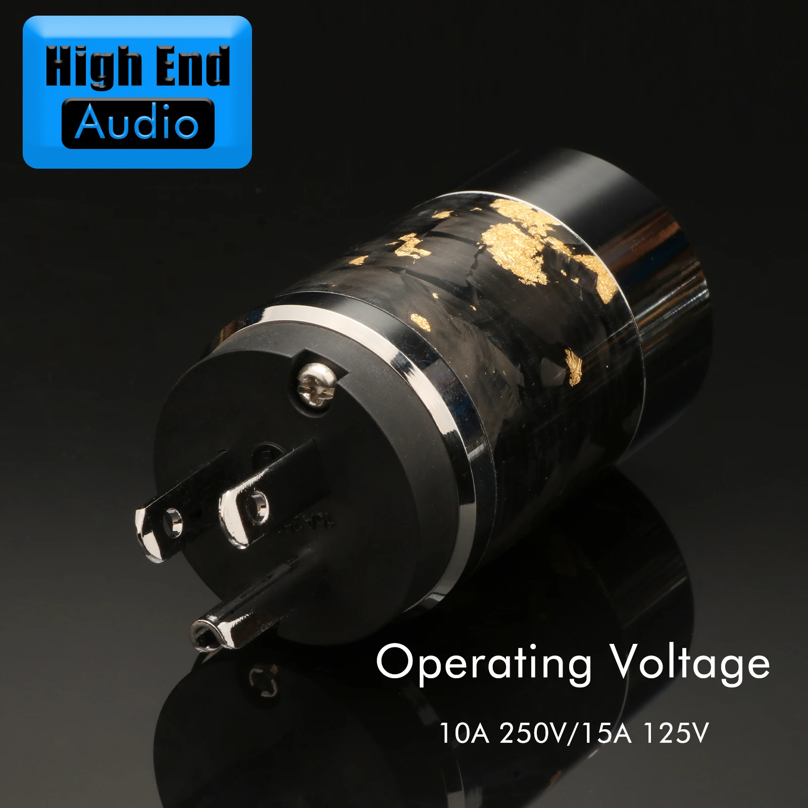 EU/US Standard AC Power Plug Black Forge Carbon Fiber Power Plug Rhodium Plated  IEC C15 DIY Mains Power Cable Connector Europe