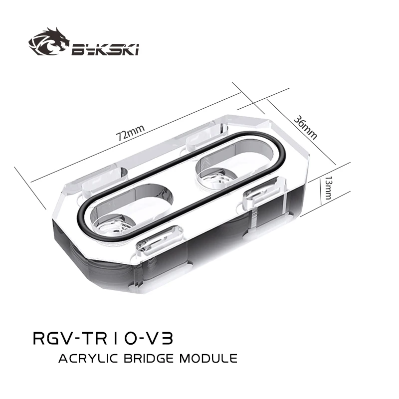 Bykski RGV-TR10-V3 Computer Case Distro Plate Reservoir Easy Mount Module Save Space Install Tools Up and Down 20MM Distance