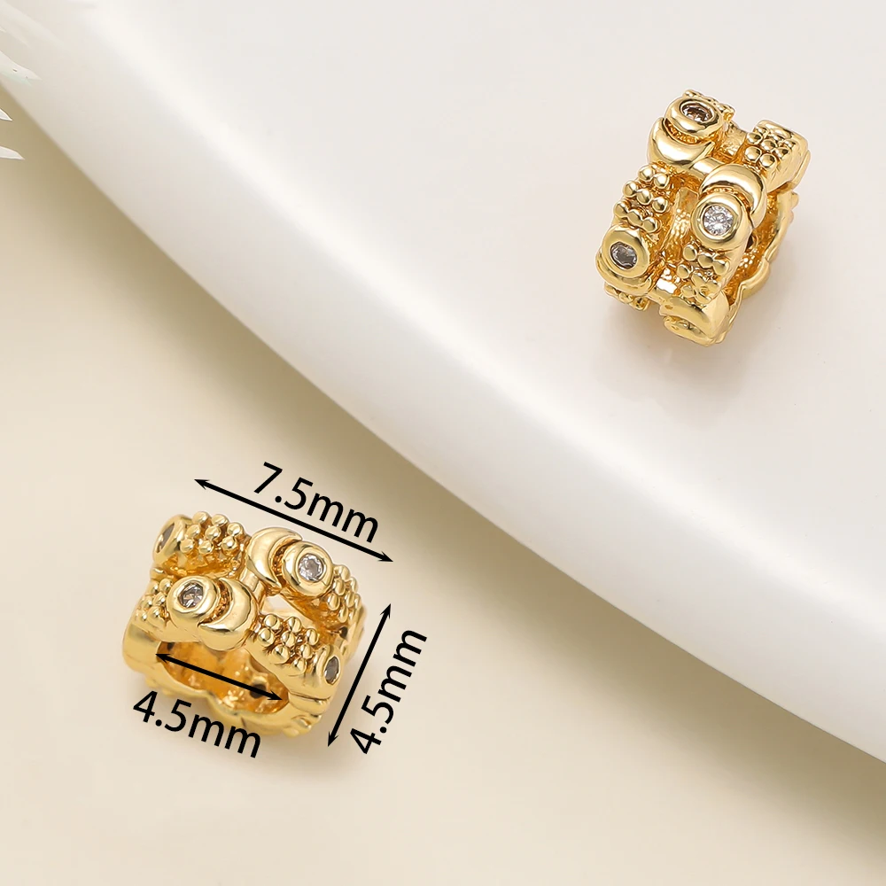 

2Piece/Lot 14/18k Gold Color Plated Copper Round Spacer Charms Beads for DIY Jewelry Bracelet Necklace Making Accessories