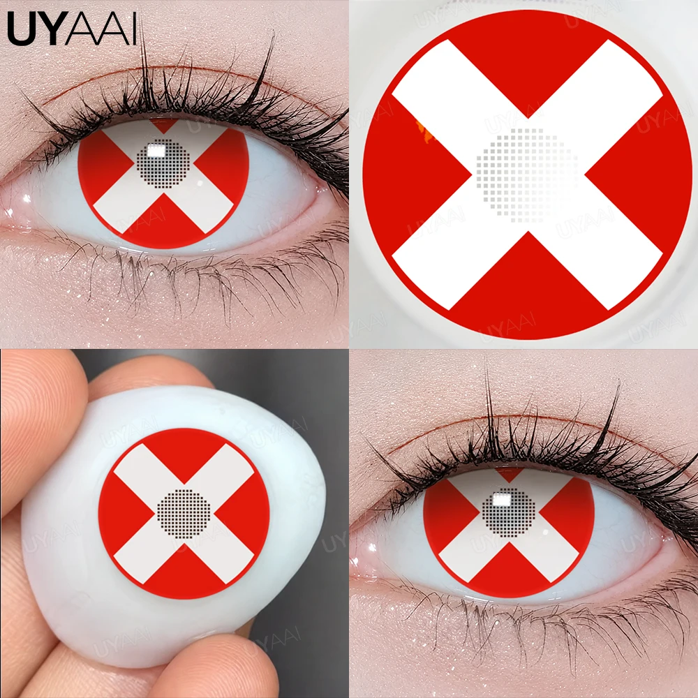 UYAAI 2 Stück/1 Paar weiße Kontaktlinsen für Schüler, Augen, Halloween, Anime, Cosplay, Linsen, Augenkontakte, Make-up, weiße Linse, Cosplay-Linse – Detail 7