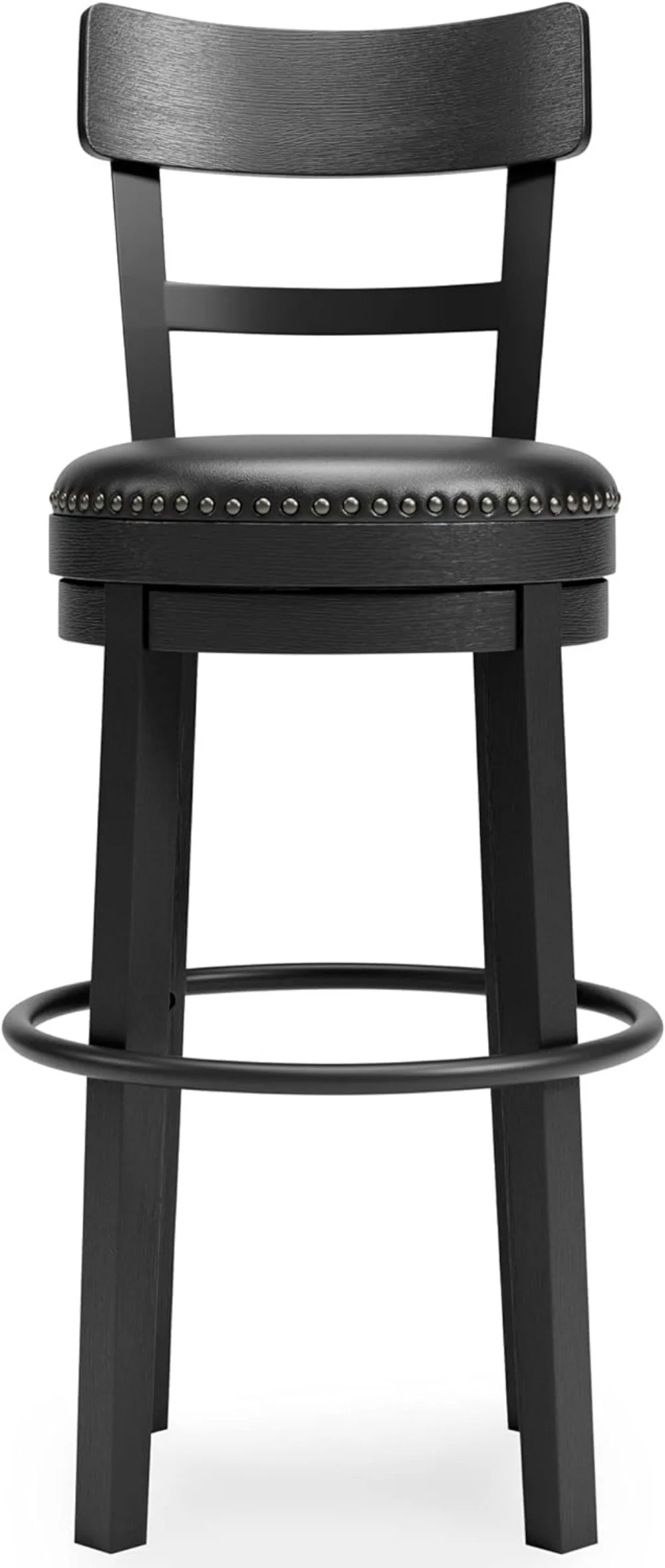 Signature Design by Ashley Valebeck 30.38" Casual Pub Height Upholstered Swivel Barstool, Black