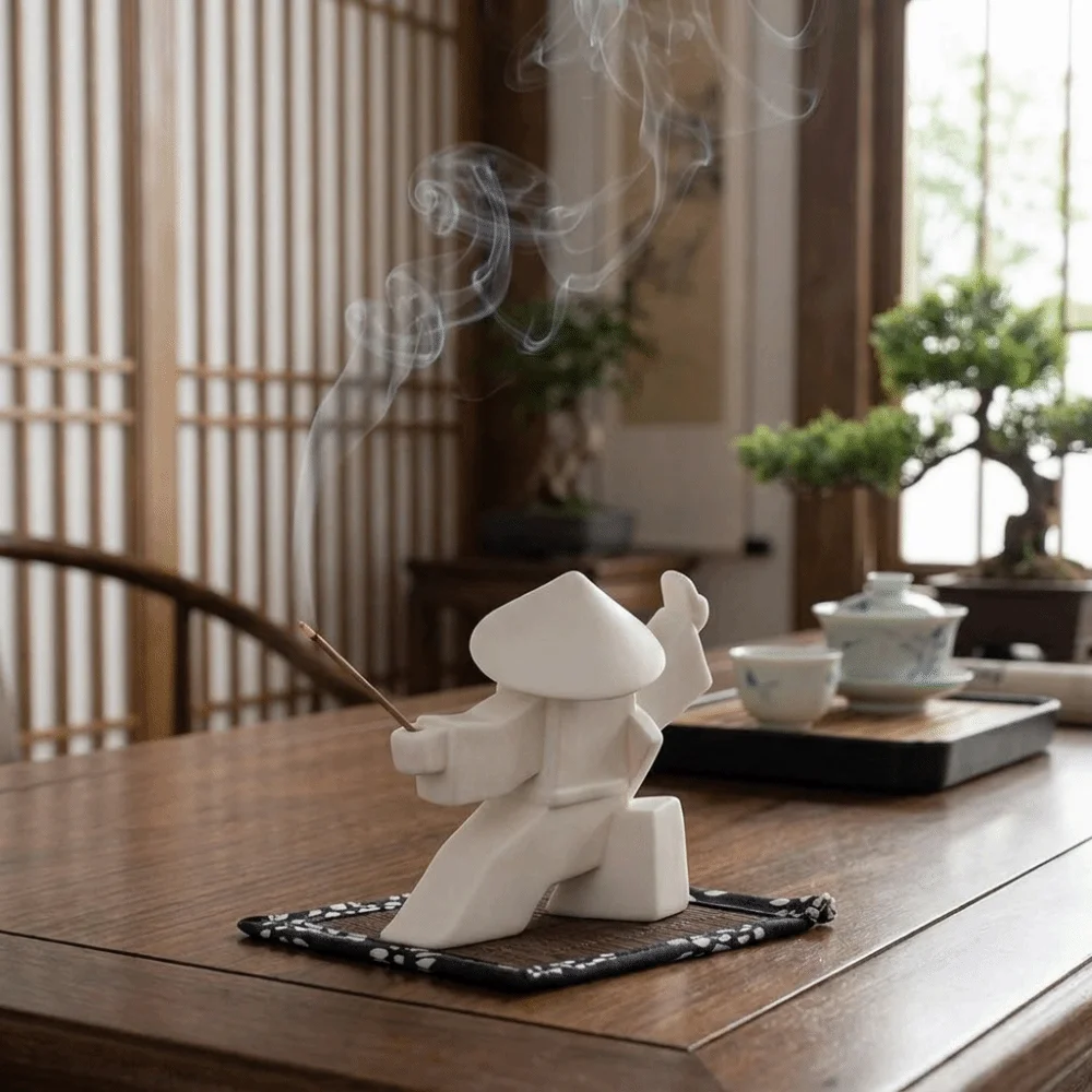 2PCS 3D Printed Samurai Incense Holder Unique Samurai Figurine Incense Stick Burner Plastic Incense Burner Zen Atmosphere