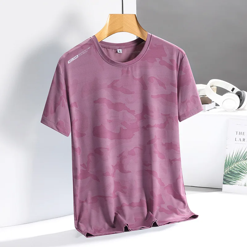 Women Ice Silk T-shirt Camouflage Summer Thin Breathable Short Sleeve Tops Loose Casual Female Running Gym Sports Tee Shirts