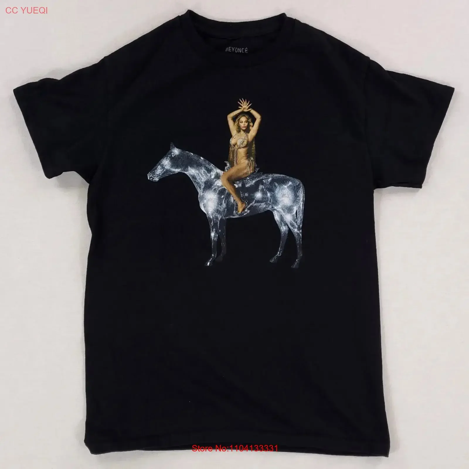 Beyonce Renaissance Pose Horse T Shirt Black Rare Small vintage Washed homme Breathable Slightly fashion graphic Casual