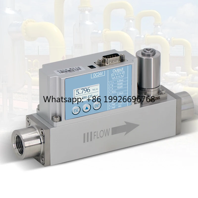 

Precision Thermal Gas Mass Flow Meter - Micro Flow Measurement for O2, N2, CO2, CH4 with LCD Display and Alarm Function