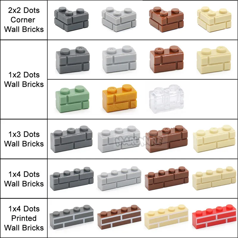 Marumine 1x4 Dots Wall Bricks Cube 30PCS MOC Classic Building Blocks Parts Houses Accessories Compatible 15533 Classic DIY Toys