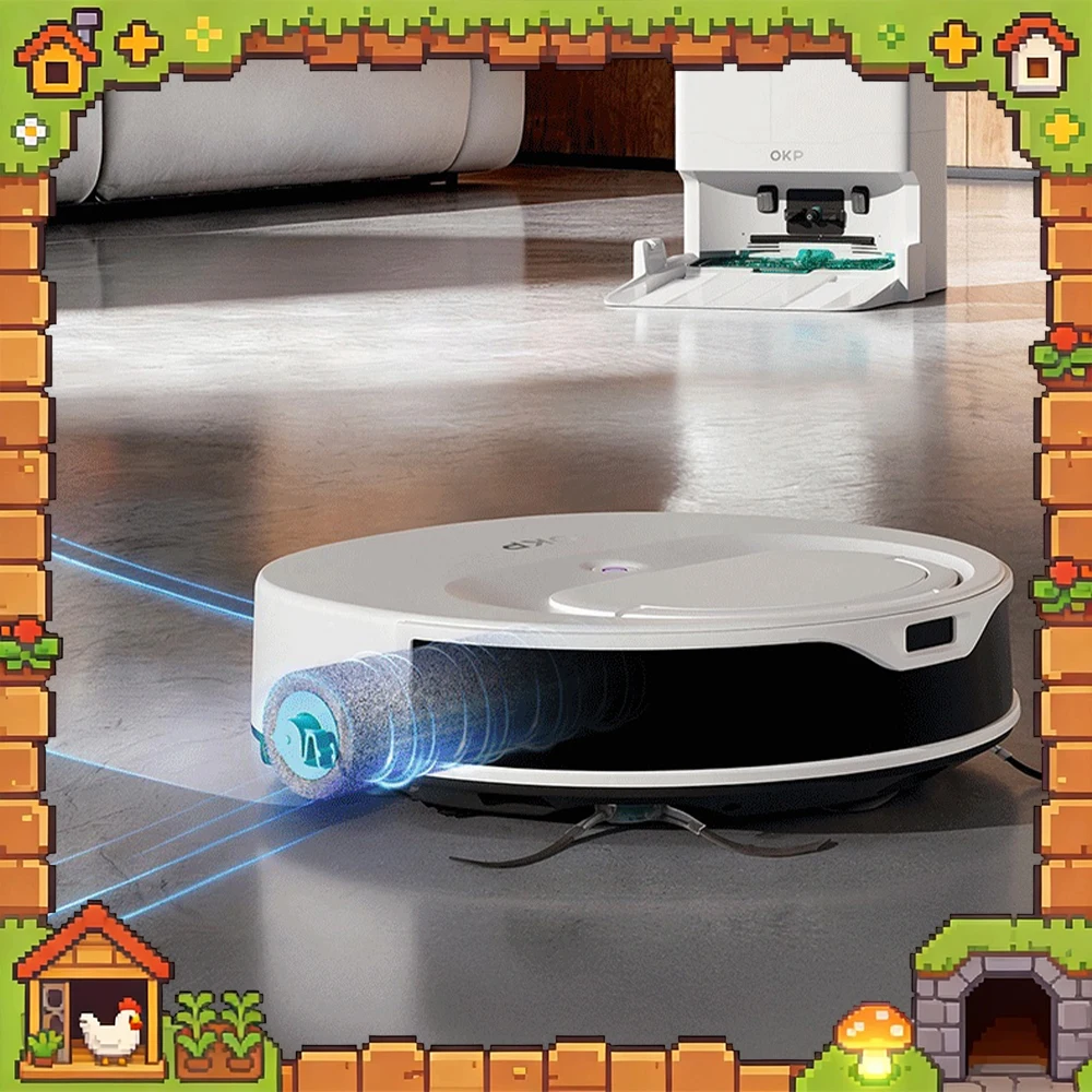 OKP L11 Max Sweeping Robot Vacuum Strong suction and less entanglement in hair Robot Vacuum Cleaner Drum water washing floor