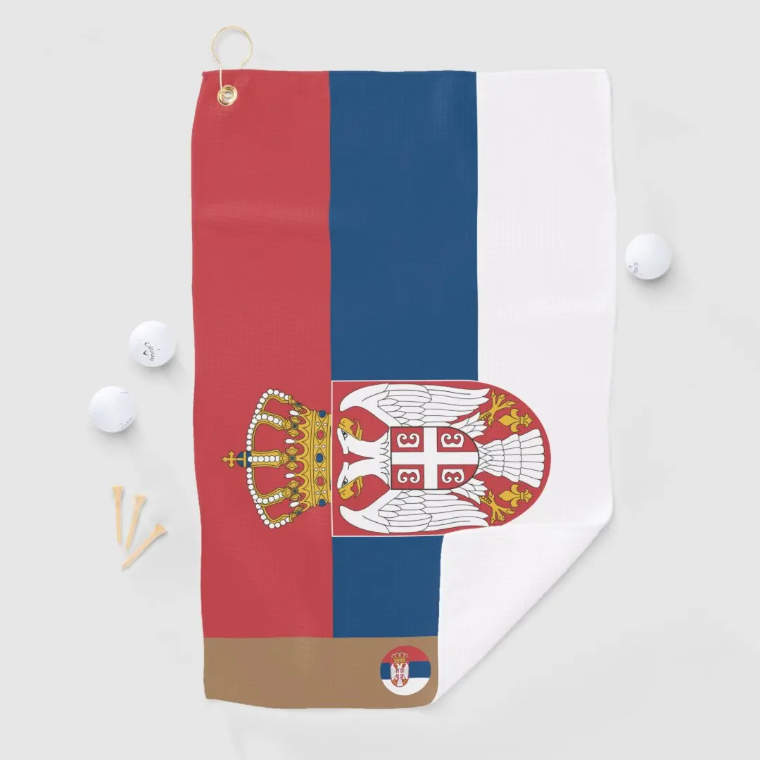 Bandera serbia y toalla de golf monogramma en Ser 16x24 pollici