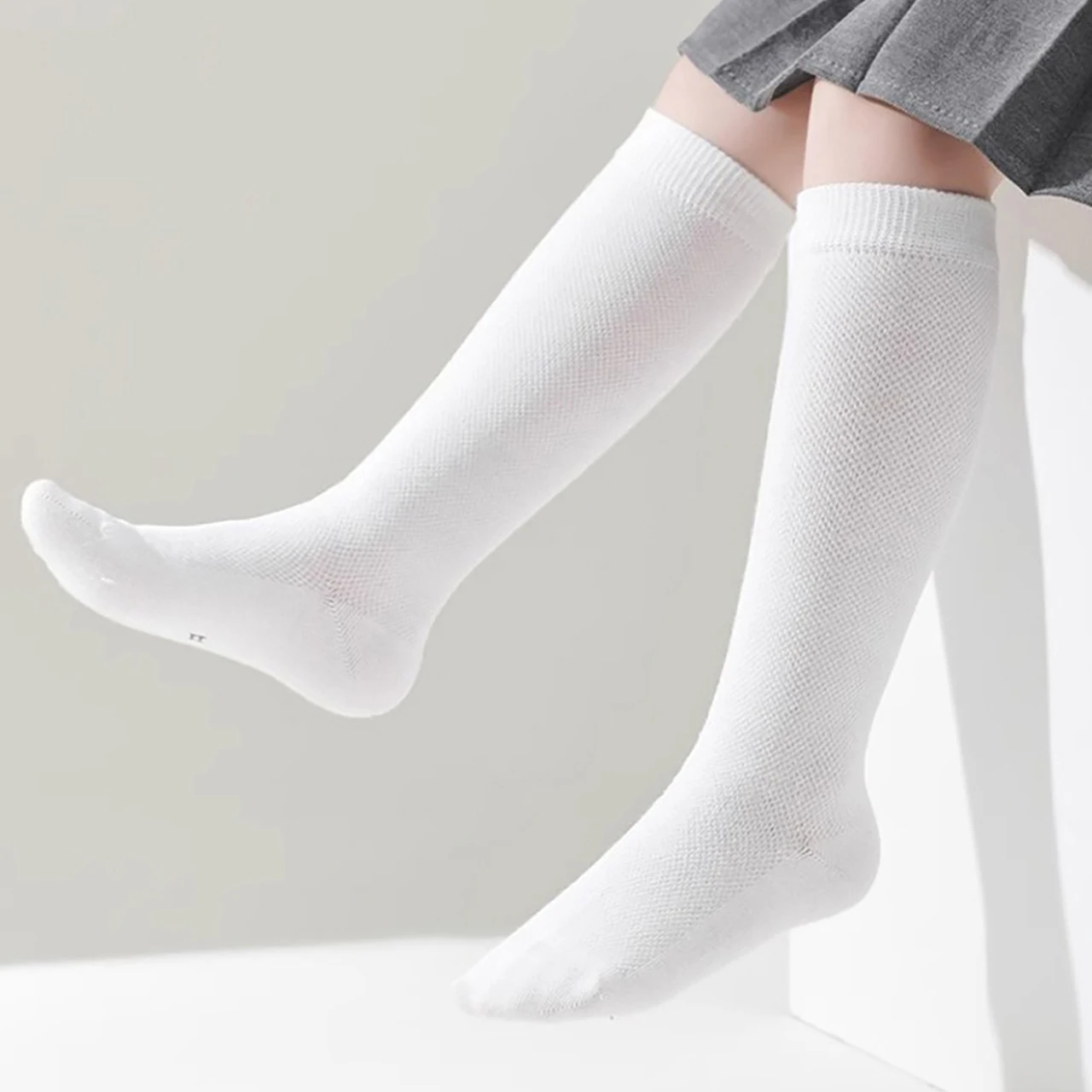 2-12Year Kids Girl White Knee-high Socks Summer Mesh Long Stockings  Thin Cotton Breathable Children Calf Sock Baby Footwear