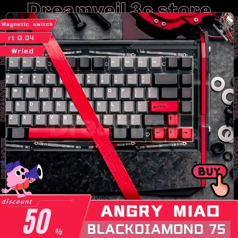 Angry Miao Dry Studio Black Diamond75 RT Mechanical Keyboard wried Magnetic switch Keyboard Leaf Spring Hot-Swap Game Keyboards