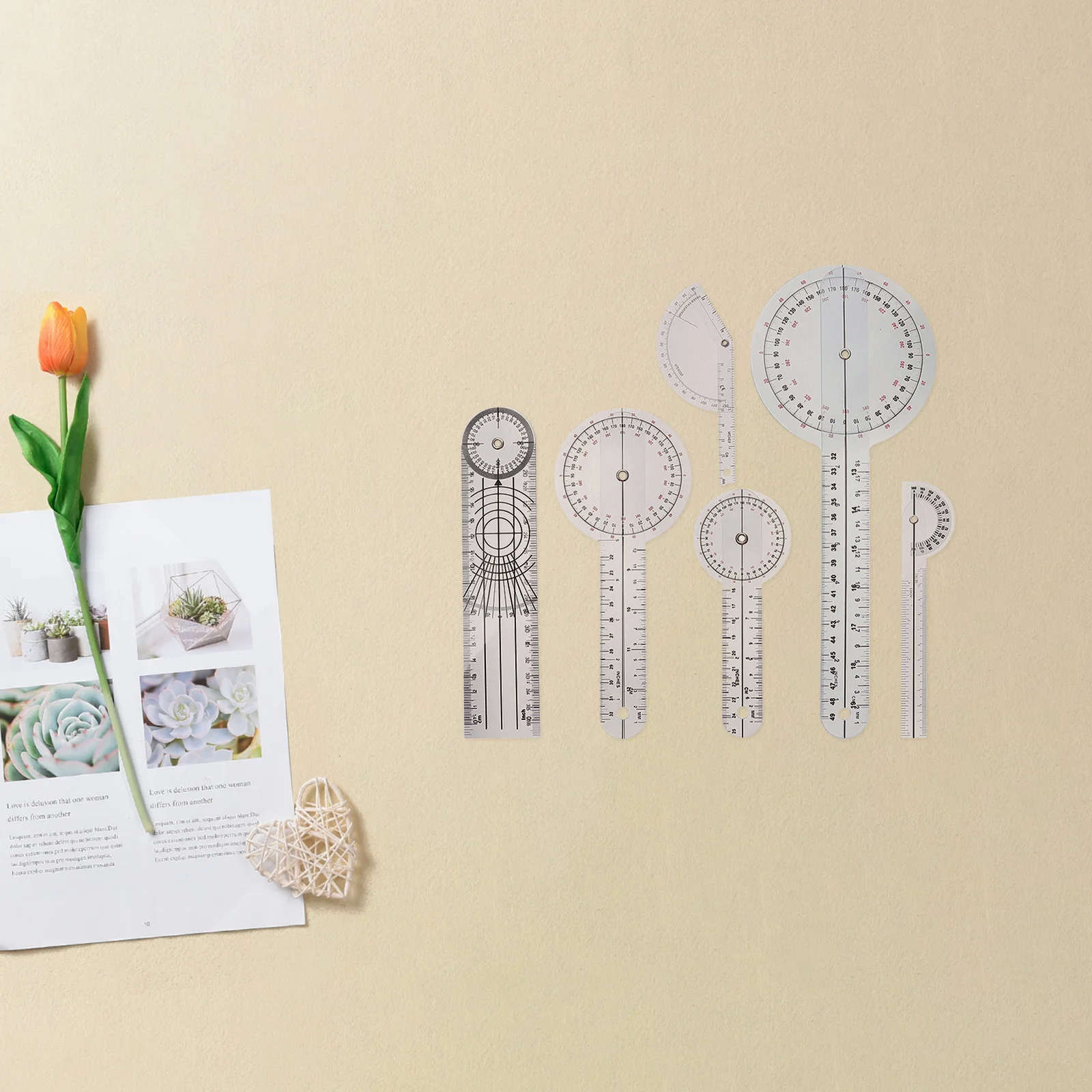 

6pcs Spinal Goniometer Degree Medical Angle Ruler For Joint Motion Measurement Plastic Protractor Tool Rotational