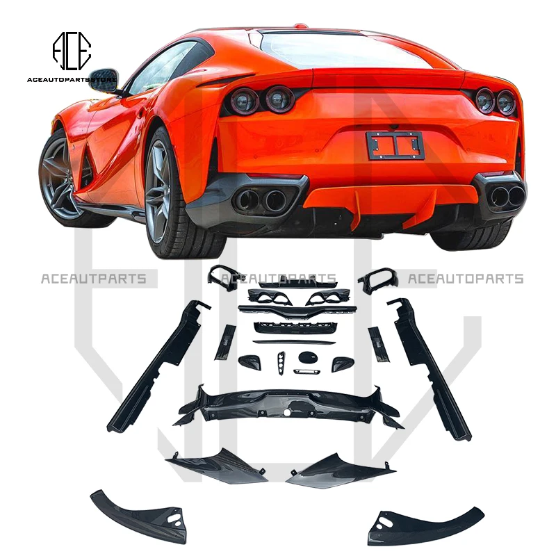 

OEM Style Dry Carbon Fiber Body Kit Front Splitter Side Skirts Diffuser Spoiler For Ferrari 812