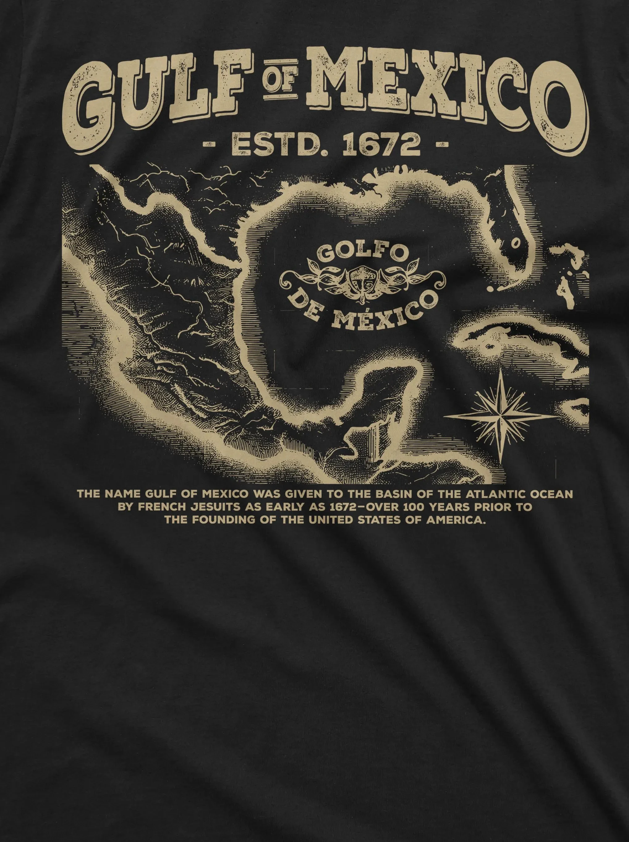 خليج المكسيك تي شيرت الرجال خمر خريطة الجرافيك المحملة المكسيكي الخليج طباعة عادية القطن قصير الأكمام الشارع الشهير