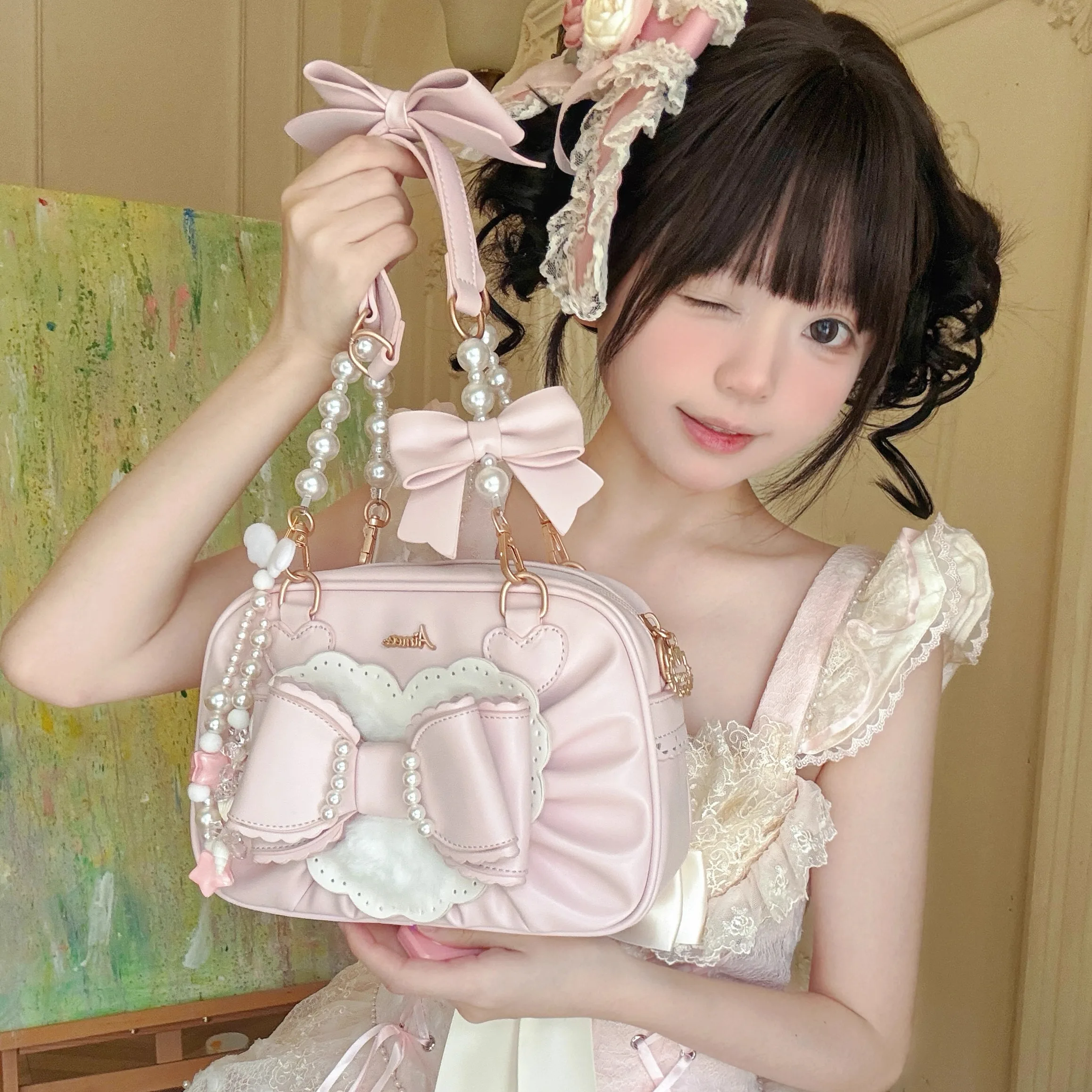 Sweet Girl Lolita Shoulder Bag Original Student Campus Diagonal Cross Handheld Multi Purpose Women's Bag
