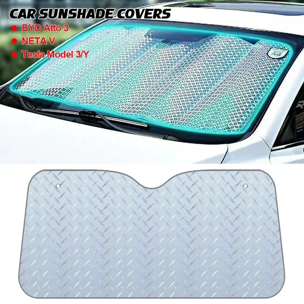 Car Sunshade UV Protection Curtain Car Sun Shade Laser Film Windshield Visor Front Windshield Sunshade Cover Sun Shade 130x60cm