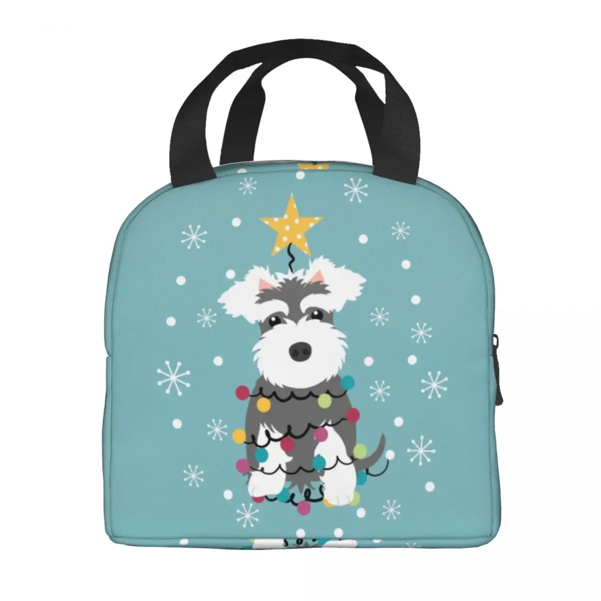 Miniature Schnauzer Christmas Tree Insulated Lunch Bags Women Animal pet Dog Lunch Container for Kids School Children Food Box