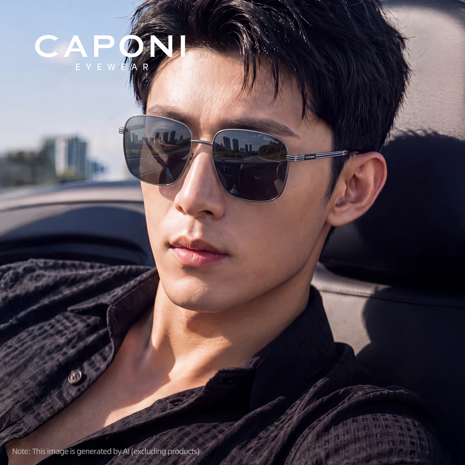 CAPONI Classic Men's Sunglasses Polarized Photochromic Alloy Sun Glasses Driving Male UV400 Protect Brand Design Shades BS23031