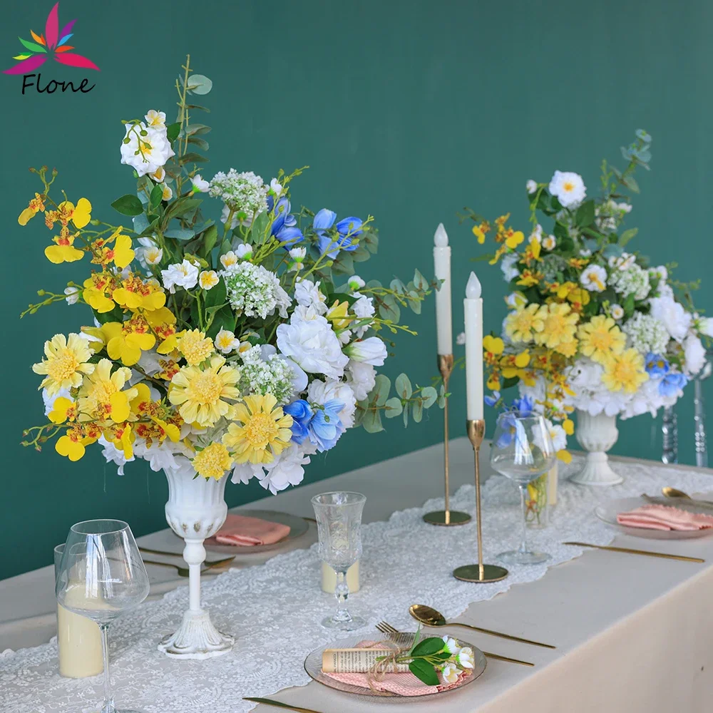 Artificial Flower Arrangement Wedding Centerpieces for Tables Decoration Custom White Yellow Green Sztuczne Kwiaty Floral HY2381