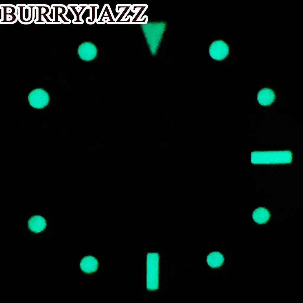 BURRYJAZZ 29mm No Logo NH38 Silver Grey Black Blue Green Dial Green Luminous Dial 3 O\'clock Case Crown