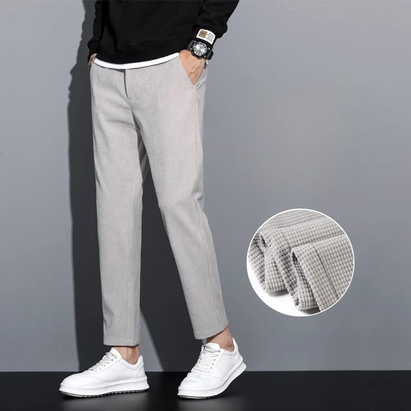 

2024 Autumn Winter New Men Solid Color Casual Pants Men's Loose Pockets Corduroy Pants Male High Waist Straight Trousers I642