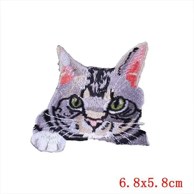 50 buah Patch bordir jumlah besar pada Patch untuk pakaian kepala kucing stiker pakaian jahit termal perekat Applique Fusion