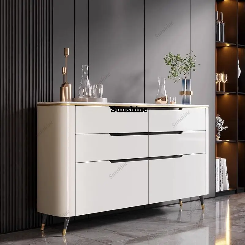 

Light luxury dining side cabinet Italian simple living room high-gloss lacquered rock slab mystery cabinet