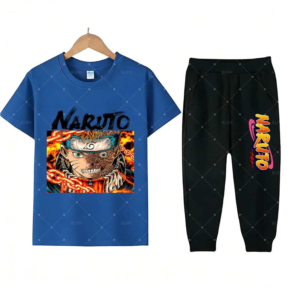 Conjunto de 2 Piezas para Niños de Naruto con Pantalones Largos, Diseño Único con Elementos del Personaje, Perfecto para Fanáticos del Anime