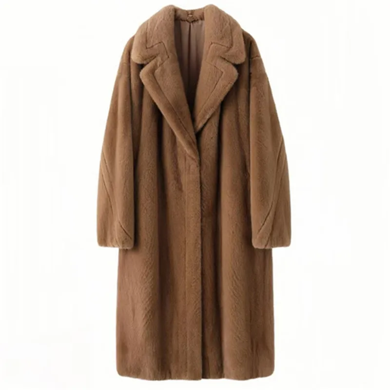 Winter Women High Quality Faux Fur Coat Luxury Long Fur Coat Loose Lapel OverCoat Thick Warm Plus Size Female Plush Coats - view 5