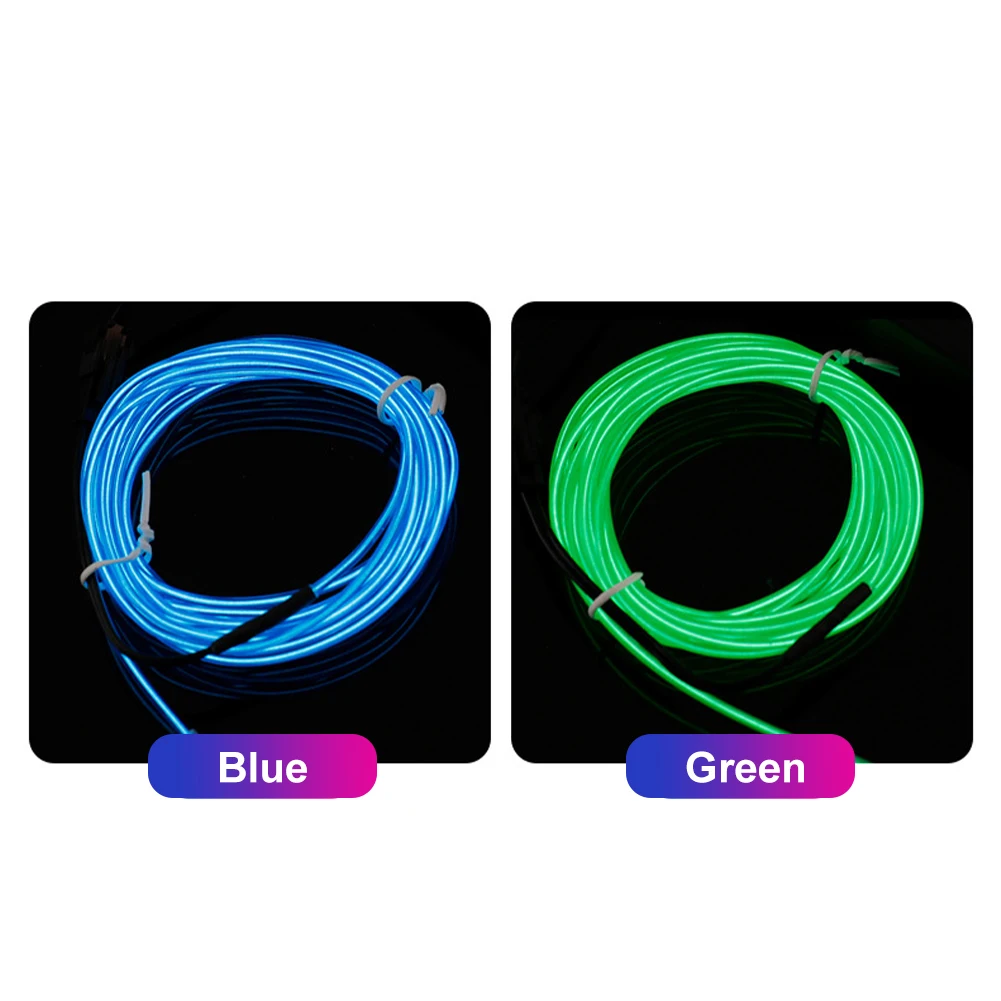 3V 16.4ft/5M Neon Light Dance Party Decor Light USB Neon LED lamp Flexible EL Wire Rope Tube Waterproof LED Strip Tape Drop ship