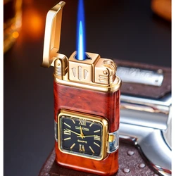 Creative Multi-function Lighter with Watch, Personalized Blue Flame Visible Gas Chamber, High-End Gift for Boyfriend